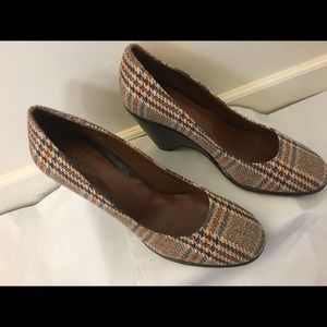 Cole Hann Wedges- Plaid pattern Brown. 9.5 Heels